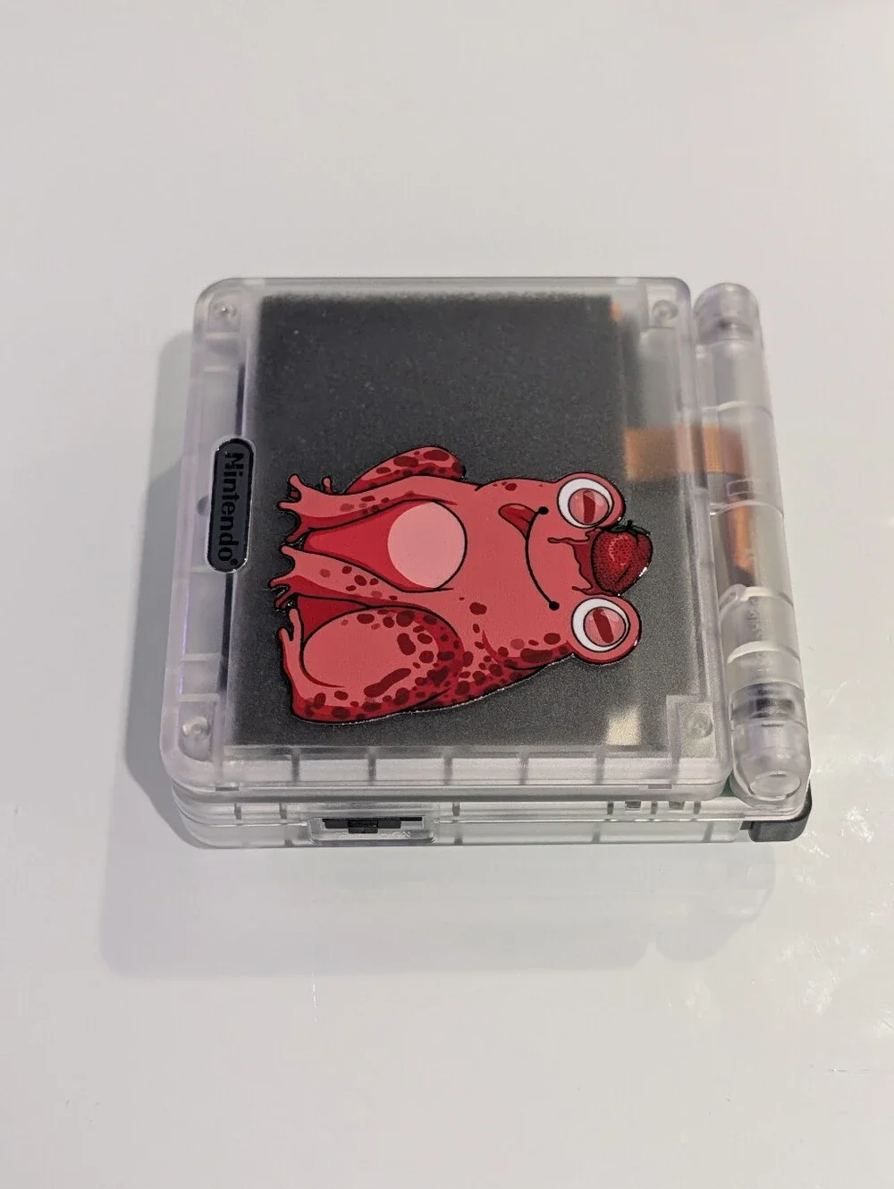 Strawberry Frog Clear Nintendo Game Boy Advance SP GBA SP with v5 IPS Screen